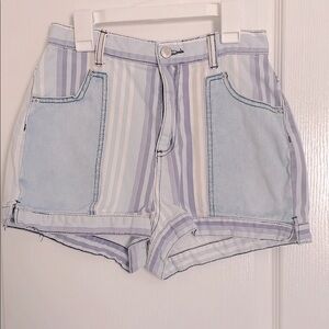Urban Outfitters BDG High Rise Mom Blue and Purple Striped Jean Shorts